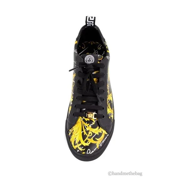 NEW Versace Mens Low Top Leather Vitello St. Barocco Print Sneaker Shoes Size 9 - Picture 7 of 10